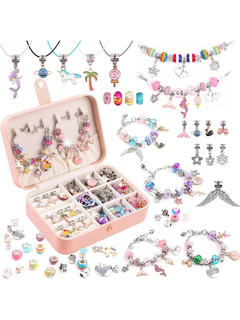 DIY Charm Bracelet Making Kit - 120 Pcs Jewelry Craft Set for Girls, Creative